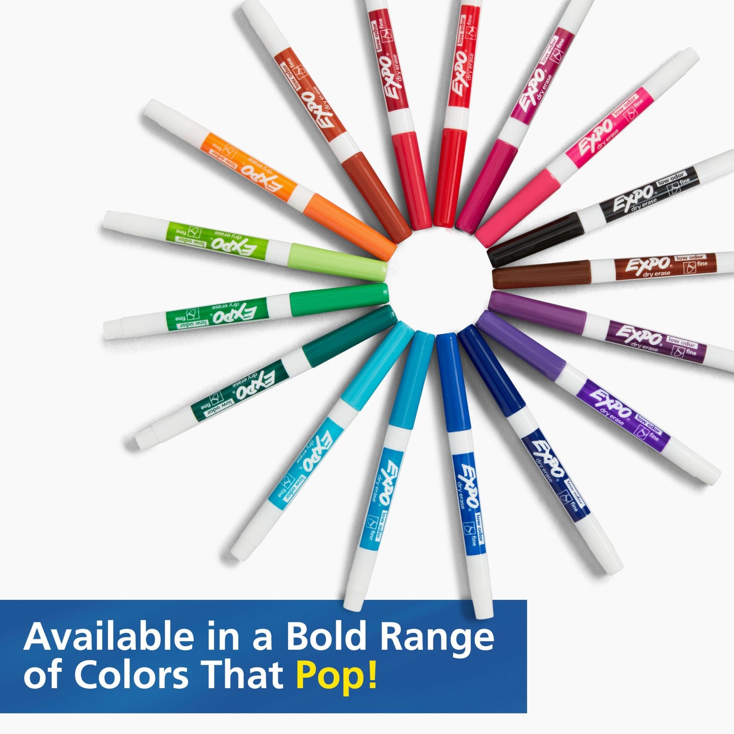 EXPO Fine Tip Dry Erase Markers, Low Odor, Black Ink, 36-Count Set, Ideal for Classroom, Office, and Home Use