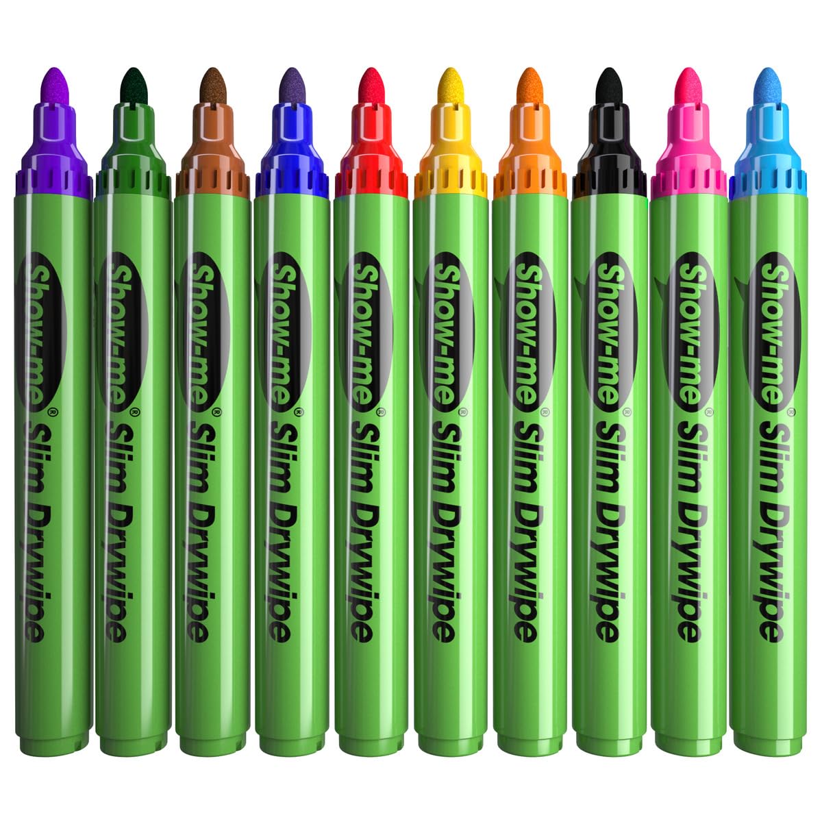 Box 50 Medium Tip Slim Barrel Dry Erase Markers - Assorted Colours (SDP50A)