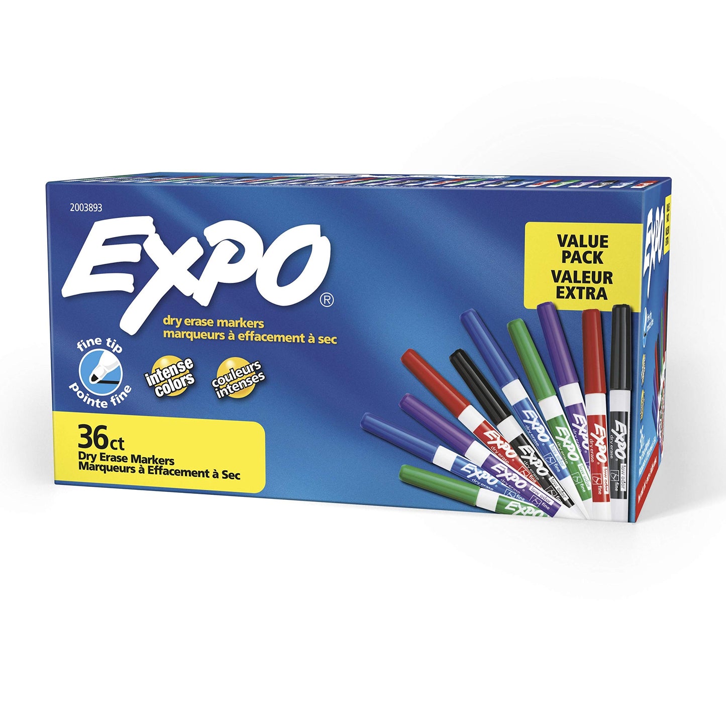 EXPO Fine Tip Dry Erase Markers, Low Odor, Black Ink, 36-Count Set, Ideal for Classroom, Office, and Home Use