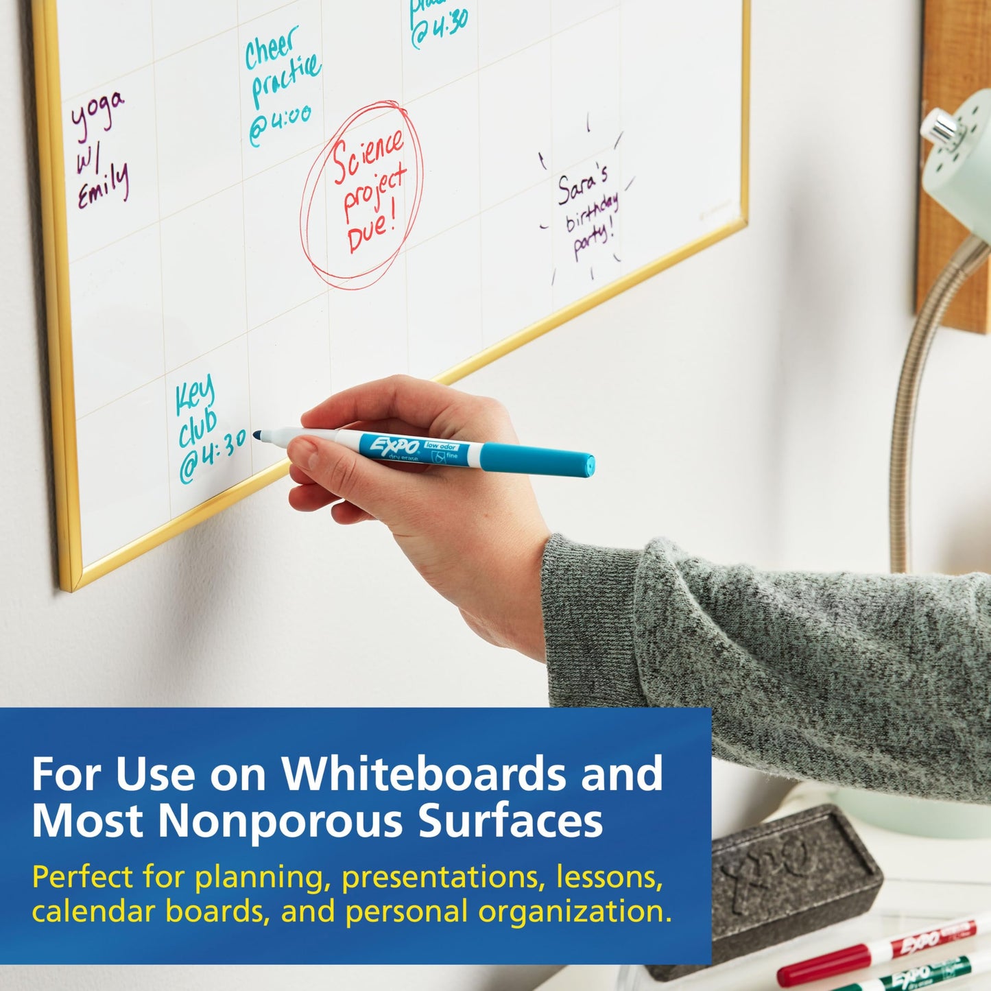 EXPO Fine Tip Dry Erase Markers, Low Odor, Black Ink, 36-Count Set, Ideal for Classroom, Office, and Home Use