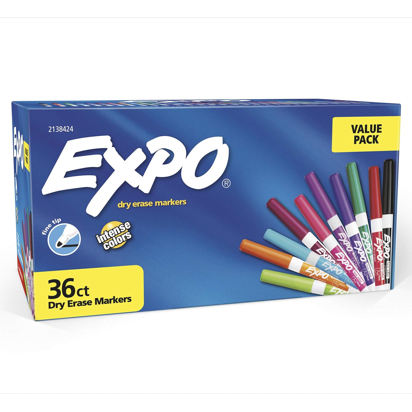 EXPO Fine Tip Dry Erase Markers, Low Odor, Black Ink, 36-Count Set, Ideal for Classroom, Office, and Home Use