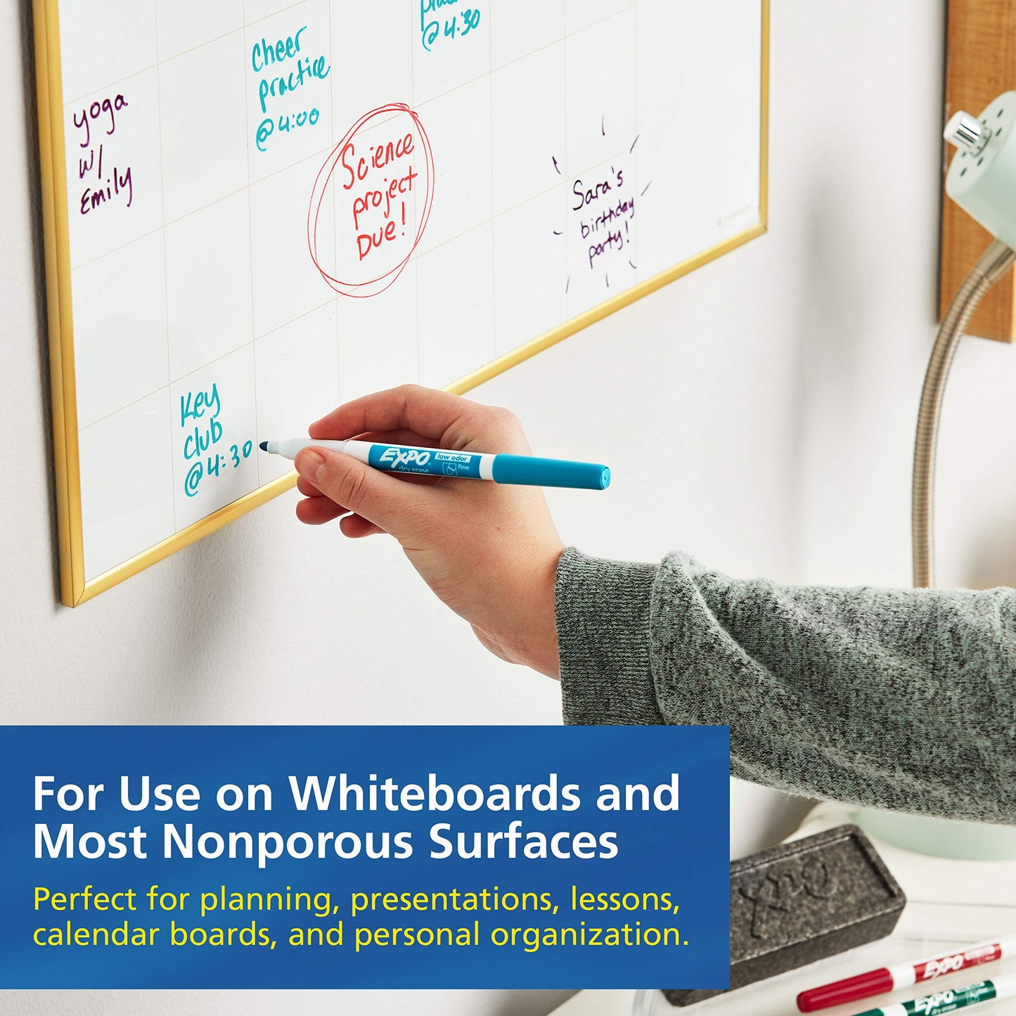 EXPO Fine Tip Dry Erase Markers, Low Odor, Black Ink, 36-Count Set, Ideal for Classroom, Office, and Home Use